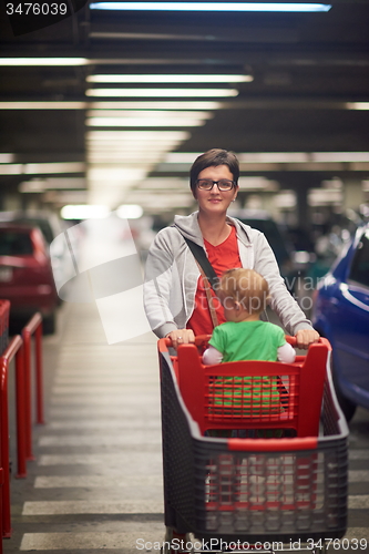 Image of mother with baby in shopping