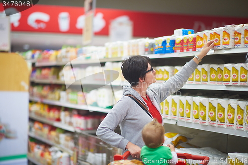 Image of mother with baby in shopping