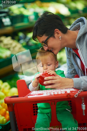 Image of mother with baby in shopping