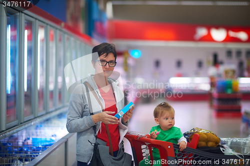 Image of mother with baby in shopping