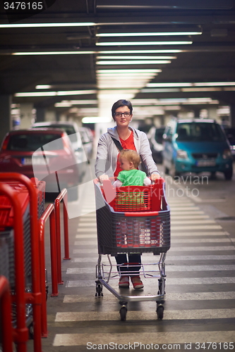 Image of mother with baby in shopping