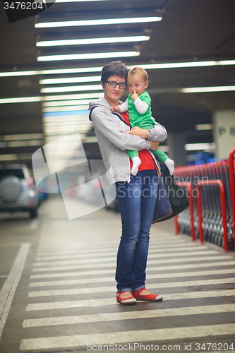 Image of mother with baby in shopping