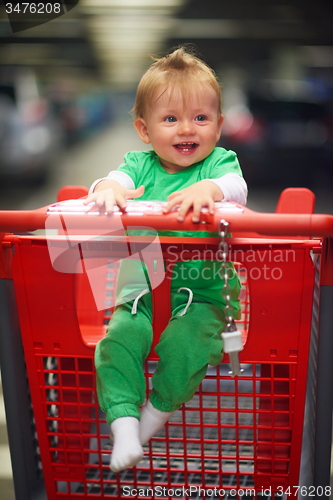 Image of baby in shopping cart