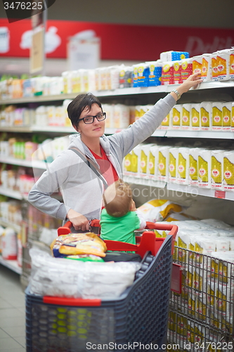 Image of mother with baby in shopping