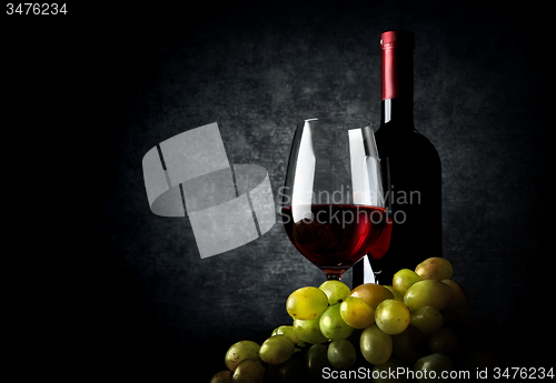 Image of Wine with grape on black