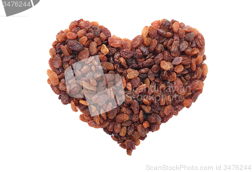 Image of Sultanas in a heart shape