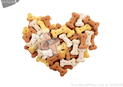Image of Mixed dried dog biscuits in a heart shape