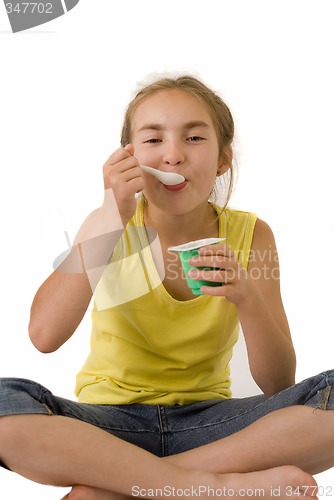 Image of Girl eating yoghurt V