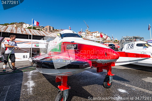 Image of Team Abu Dhabi boat preparations