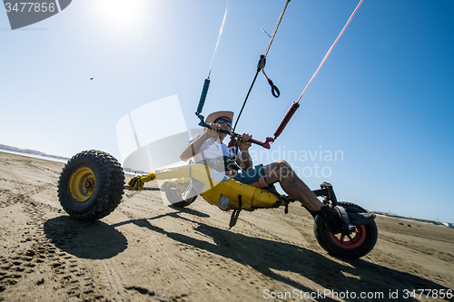 Image of Ralph Hirner riding a kitebuggy