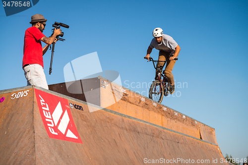 Image of Miguel Pires during the DVS BMX Series 2014 by Fuel TV