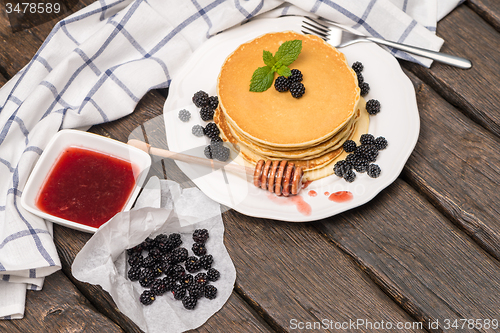 Image of Pancakes with fresh blackberries