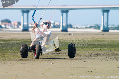 Image of Ralph Hirner riding a kitebuggy