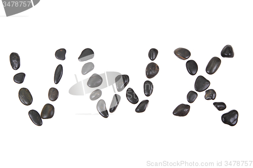 Image of stone alphabet from black stones