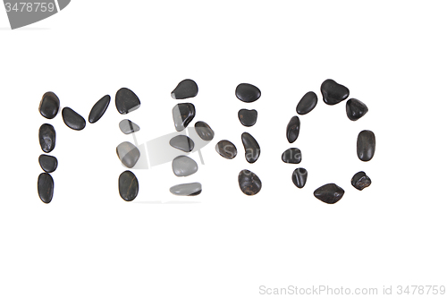 Image of stone alphabet from black stones