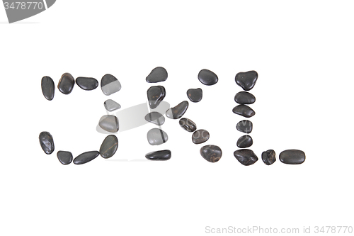 Image of stone alphabet from black stones