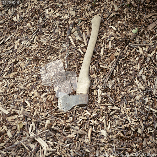 Image of ax with wooden handle