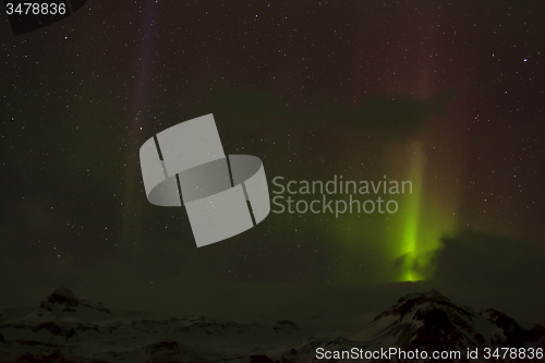 Image of Different colors of northern lights in Iceland