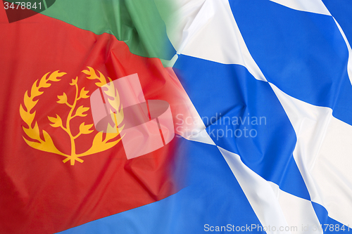 Image of Eritrea flag vs. Bavarian flag 