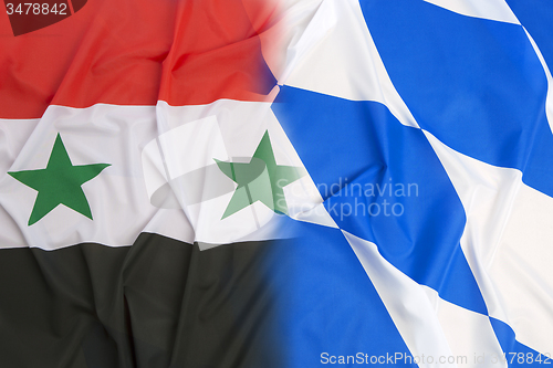 Image of Syria flag vs. Bavarian flag 