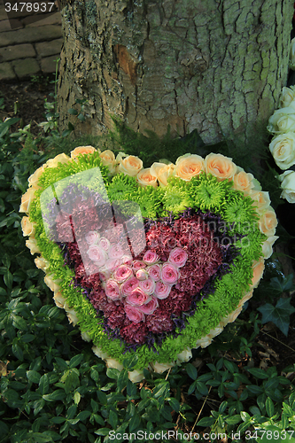 Image of Heart shaped sympathy flower arrangement