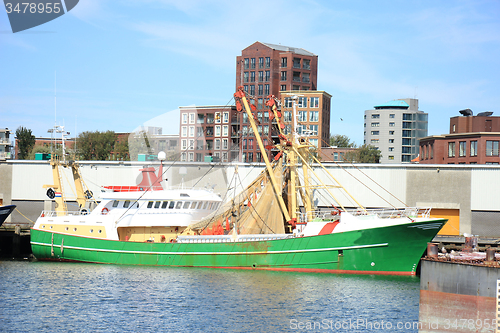 Image of Fish trawler in harbor