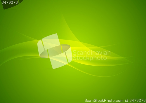 Image of Abstract shiny green waves modern background