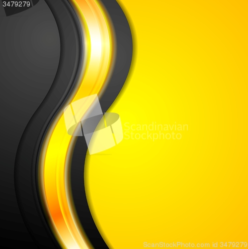 Image of Shiny glowing yellow waves background