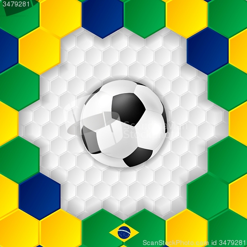 Image of Bright soccer background with ball. Brazilian colors