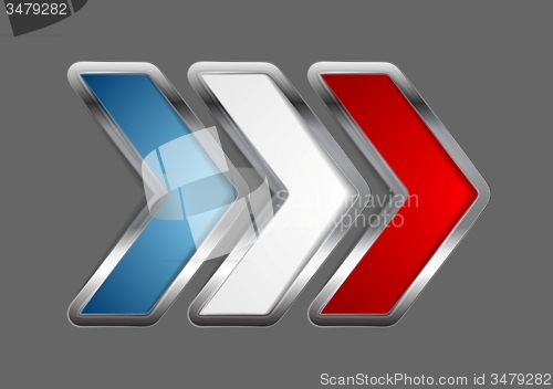 Image of Abstract vector metallic arrow. French colors