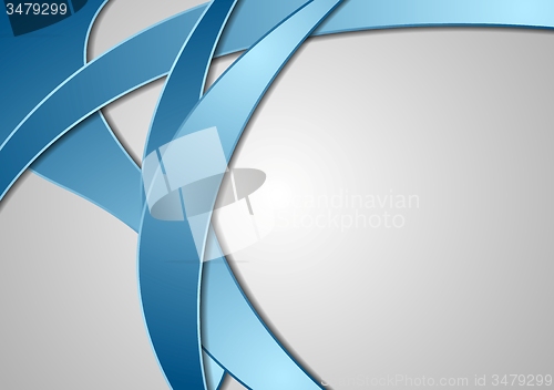 Image of Abstract blue corporate waves on grey background
