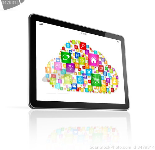 Image of Cloud computing symbol on Digital Tablet pc