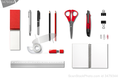Image of Stationery, office supplies mockup template, white background