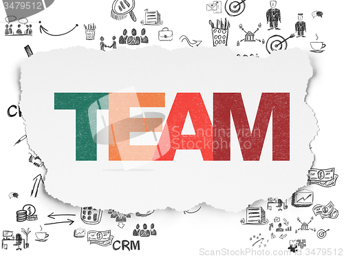 Image of Finance concept: Team on Torn Paper background