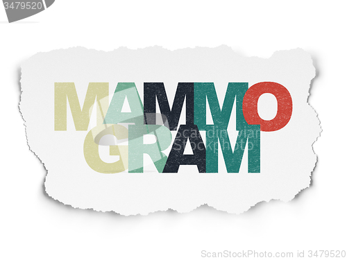 Image of Medicine concept: Mammogram on Torn Paper background