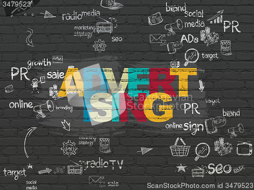 Image of Advertising concept: Advertising on wall background