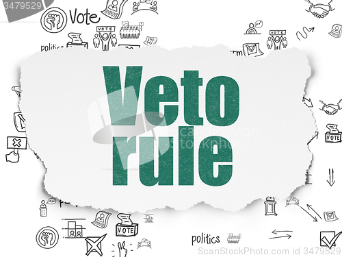 Image of Political concept: Veto Rule on Torn Paper background