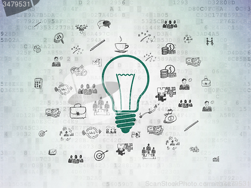 Image of Business concept: Light Bulb on Digital Paper background