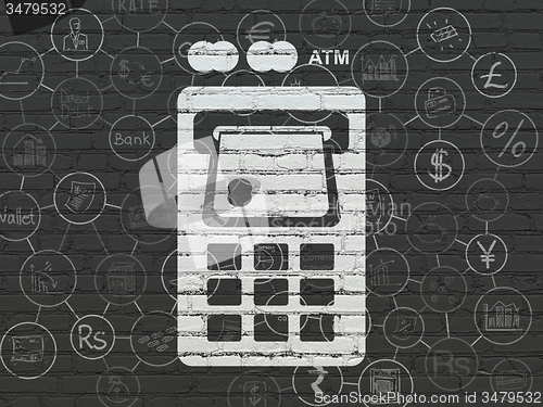 Image of Money concept: ATM Machine on wall background