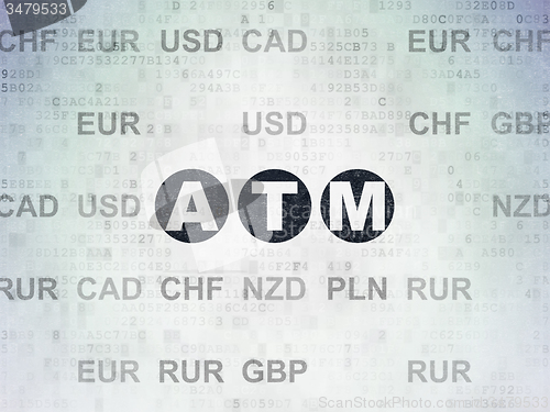 Image of Currency concept: ATM on Digital Paper background