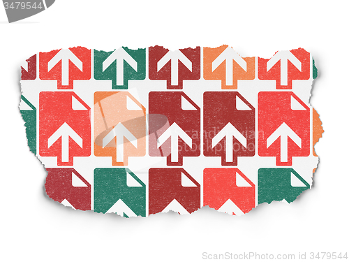 Image of Web design concept: Upload icons on Torn Paper background