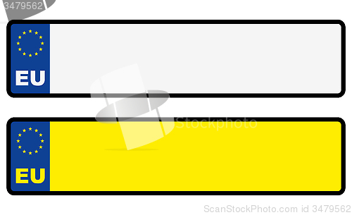 Image of Abstract European EU car blank number plate with free copy-space