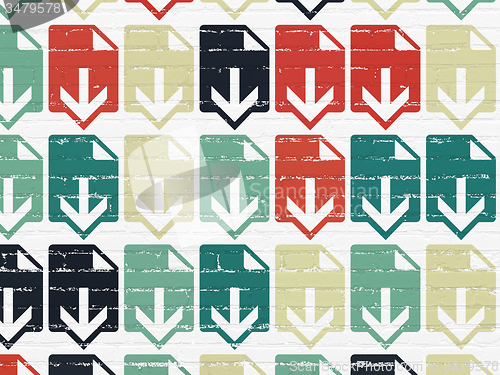 Image of Web design concept: Download icons on wall background