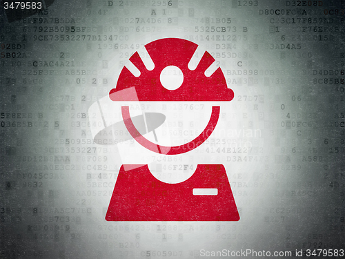 Image of Manufacuring concept: Factory Worker on Digital Paper background