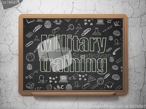 Image of Studying concept: Military Training on School Board background