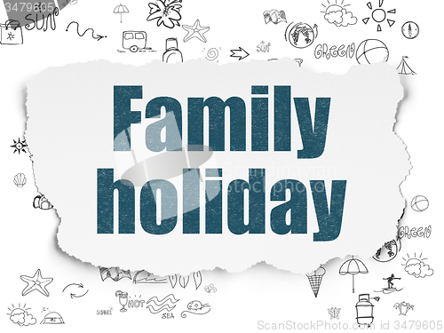 Image of Tourism concept: Family Holiday on Torn Paper background