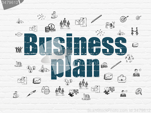 Image of Business concept: Business Plan on wall background