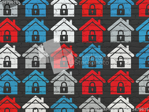 Image of Finance concept: Home icons on wall background