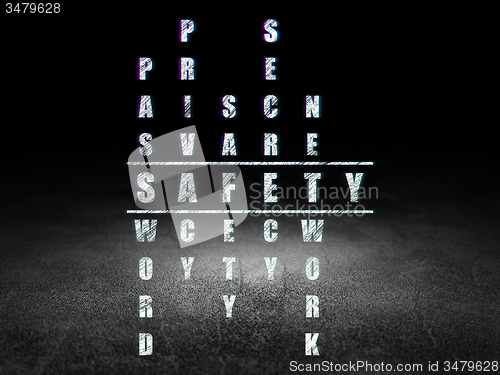 Image of Protection concept: word Safety in solving Crossword Puzzle