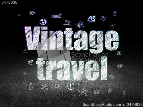 Image of Travel concept: Vintage Travel in grunge dark room
